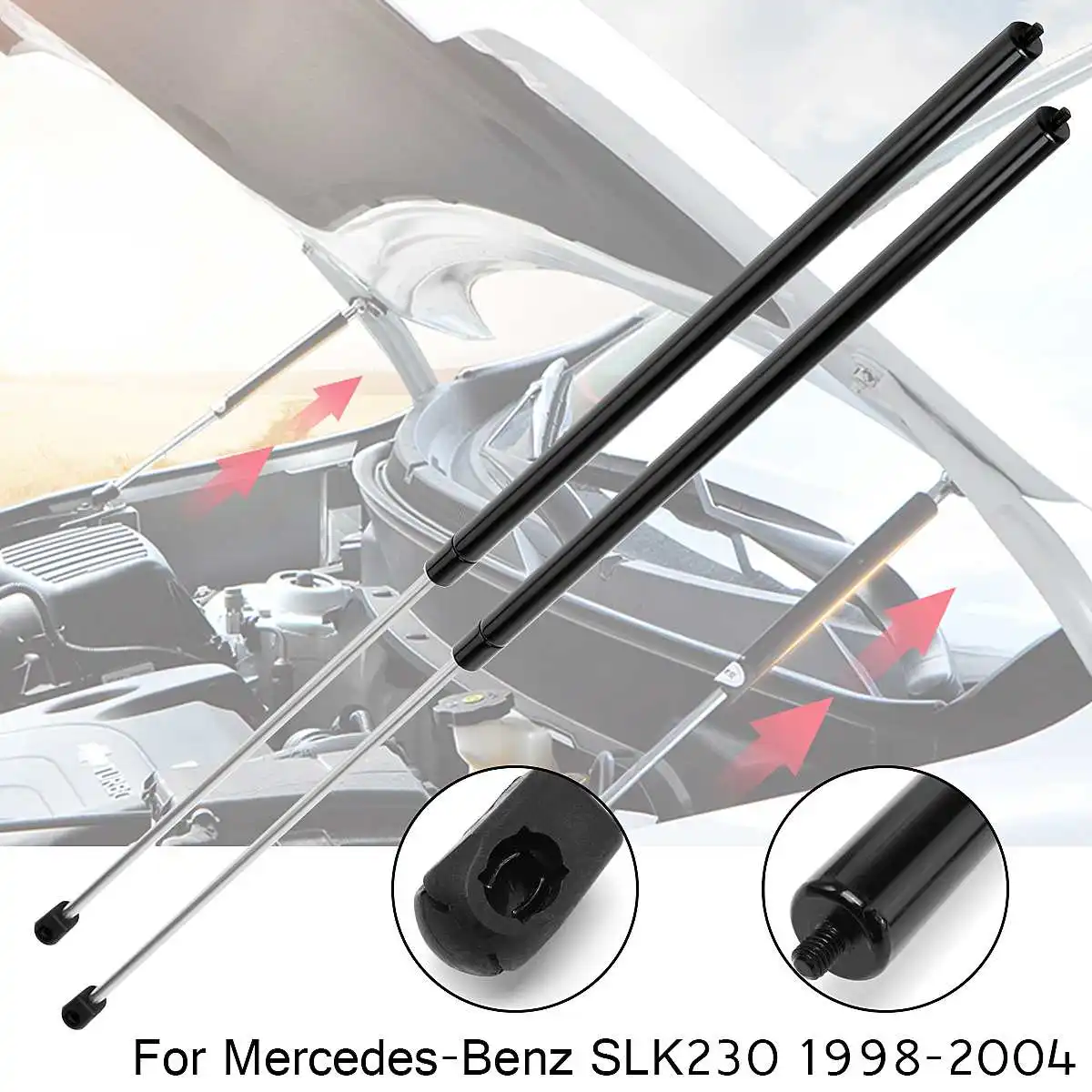 2pcs Car Hood Shock Strut Damper Lift Support Insert Black For Mercedes