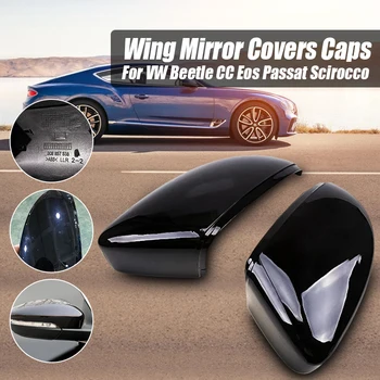 

Pair Car Rear View Mirror Covers Rearview Mirrors Caps For VW Beetle CC Eos Passat Jetta Scirocco