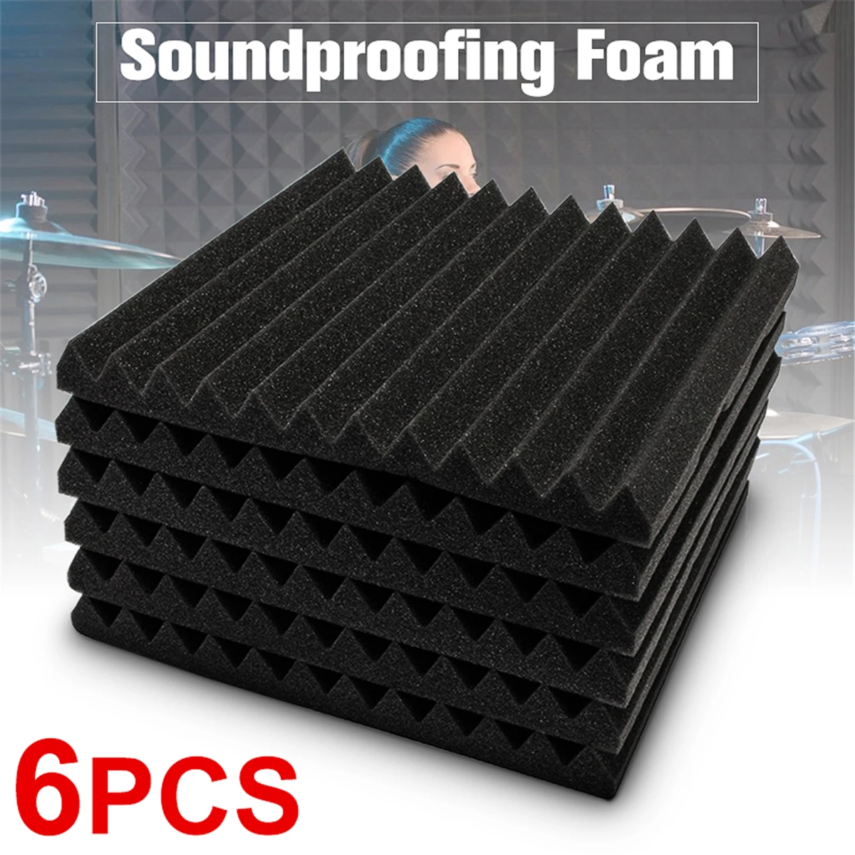 Newest 6x Acoustic Foam Wedge Tiles Studio Sound Proofing Room ...