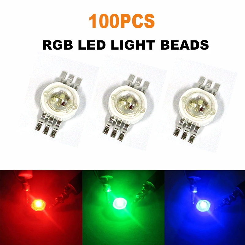 

100x LED COB Chip RGB Beads Round High Power Diodes Chip DIY SMD Red Green Blue Wholesale LED Bulb 3W Lights
