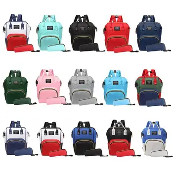 

2pcs/set Mummy USB Backpack Baby Care Bag Diaper Nursing Clutch Handbag Waterproof Casual Laptop Bag