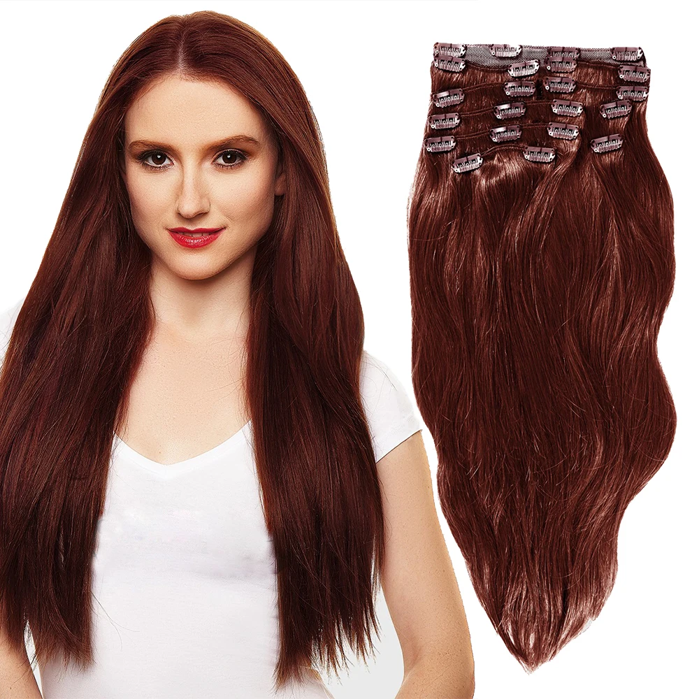 

YONNA Remy Hair Clip in Human hair Extensions Double Weft Long Soft Straight 10 Pieces Thick to Ends Full Head