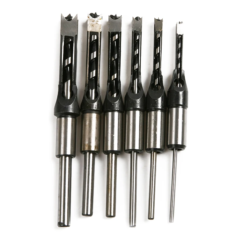 

6pcs Woodworking Square Hole Drill Bit Mortising Chisel Set Mortiser Drill Bit for DIY Woodworking Tools