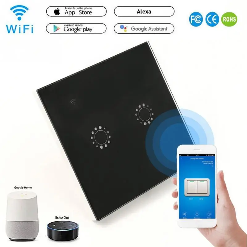 

1 Gang/2 Gang/3 Gang ON/OFF Plug Household WIFI Smart Plug Wall Light Remote Finger Senser Switch For Alexa Home Kit