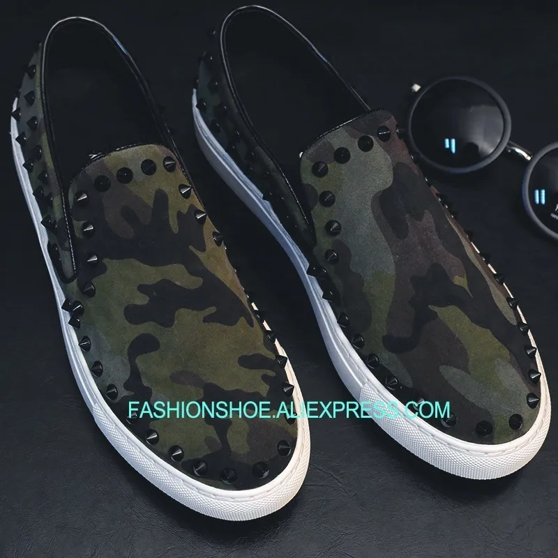 

2019 Hot Spring Lazy Shoes Flat heel Real leather Driving Loafers Camo Flats Big Size euro 47