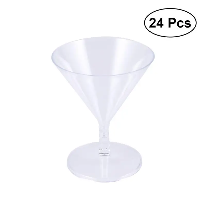 24pcs 60ML Shatterproof Plastic Disposable Martini Glasses Drink
