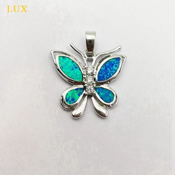 

Blue Fire Opal Butterfly Pendant Necklace pendant opal jewelry