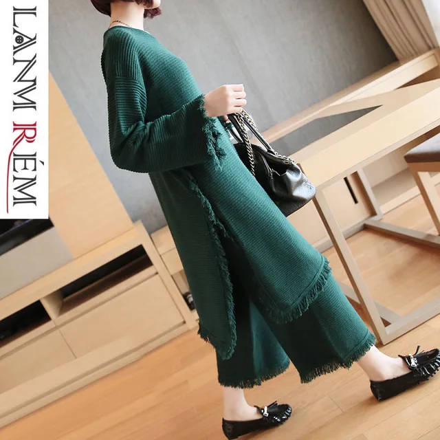 Cheap LANMREM 2019 New Fashion Tassel Vent Hemline Full Sleeve Loose Top + Wide Leg Pants Female's Knit Two Pieces Set Vestido YF886 Cheap LANMREM 2019 New Fashion Tassel Vent Hemline Full Sleeve Loose Top + Wide Leg Pants Female's Knit Two Pieces Set Vestido YF886