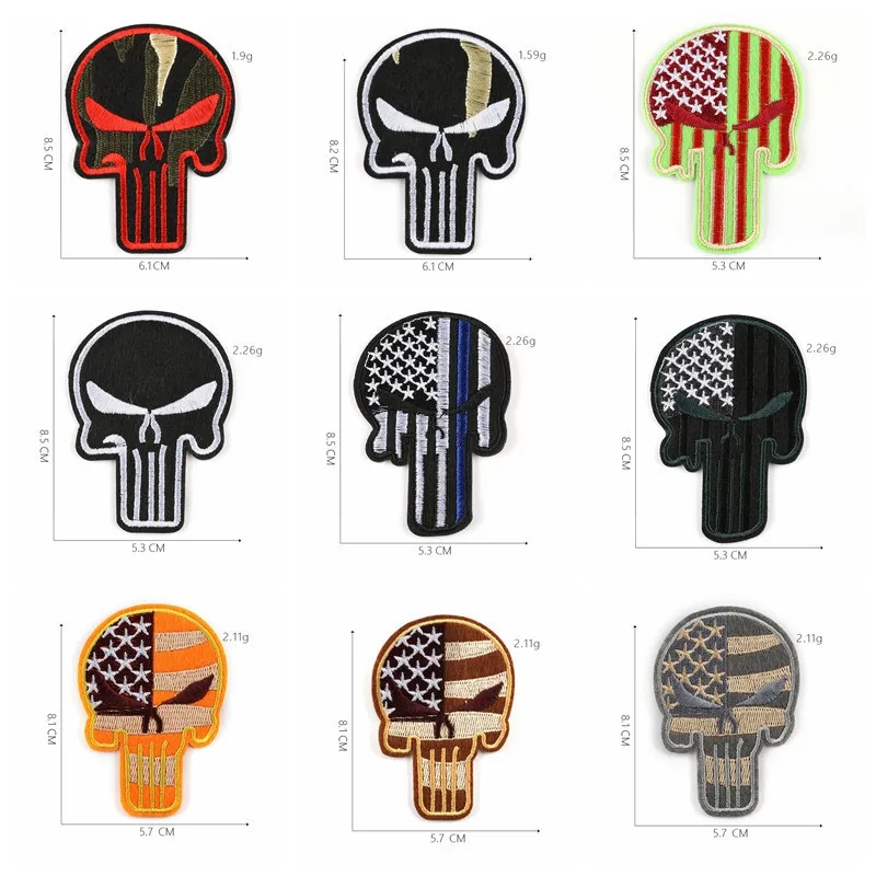 

1PCS The Punisher Originality Punk Death Badge Wind Cloth Stickers DIY Knitting Embroidery Stitch Repair Jacket Coat Decoration