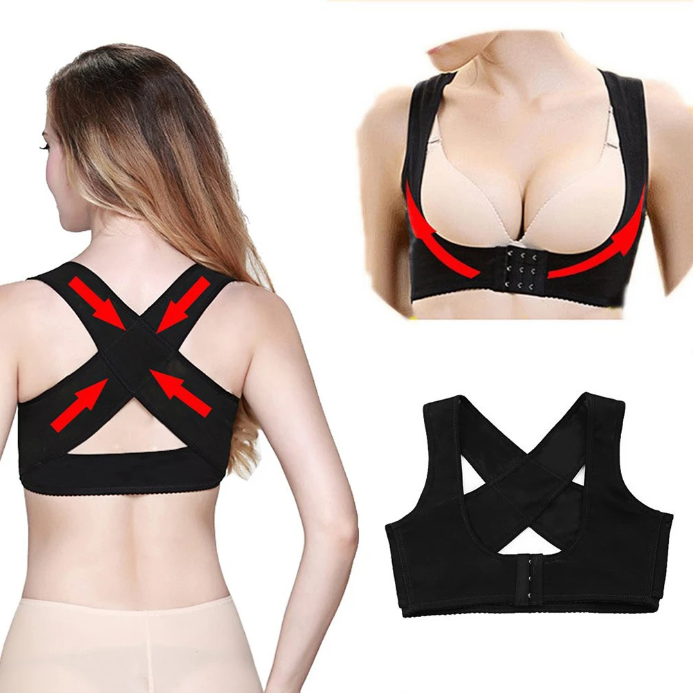 

Women Figure Back Posture Corrector Hunchback Relief Humpback Correction Brace Chest Bra Support for Woman - Size L(Black)