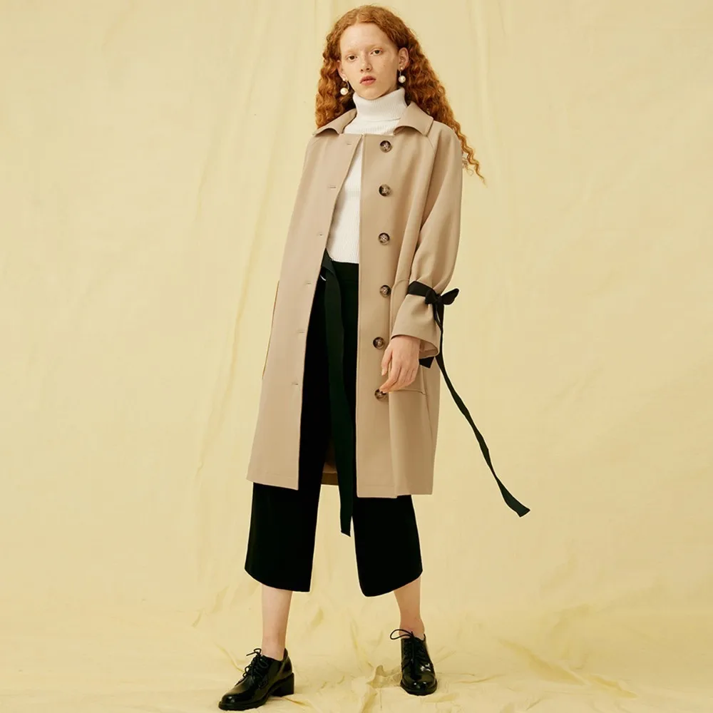 HDY Haoduoyi Cultivate oneself Simplicity Easy Leisure time Color collision Frenulum Big pocket Medium length fund Windbreaker