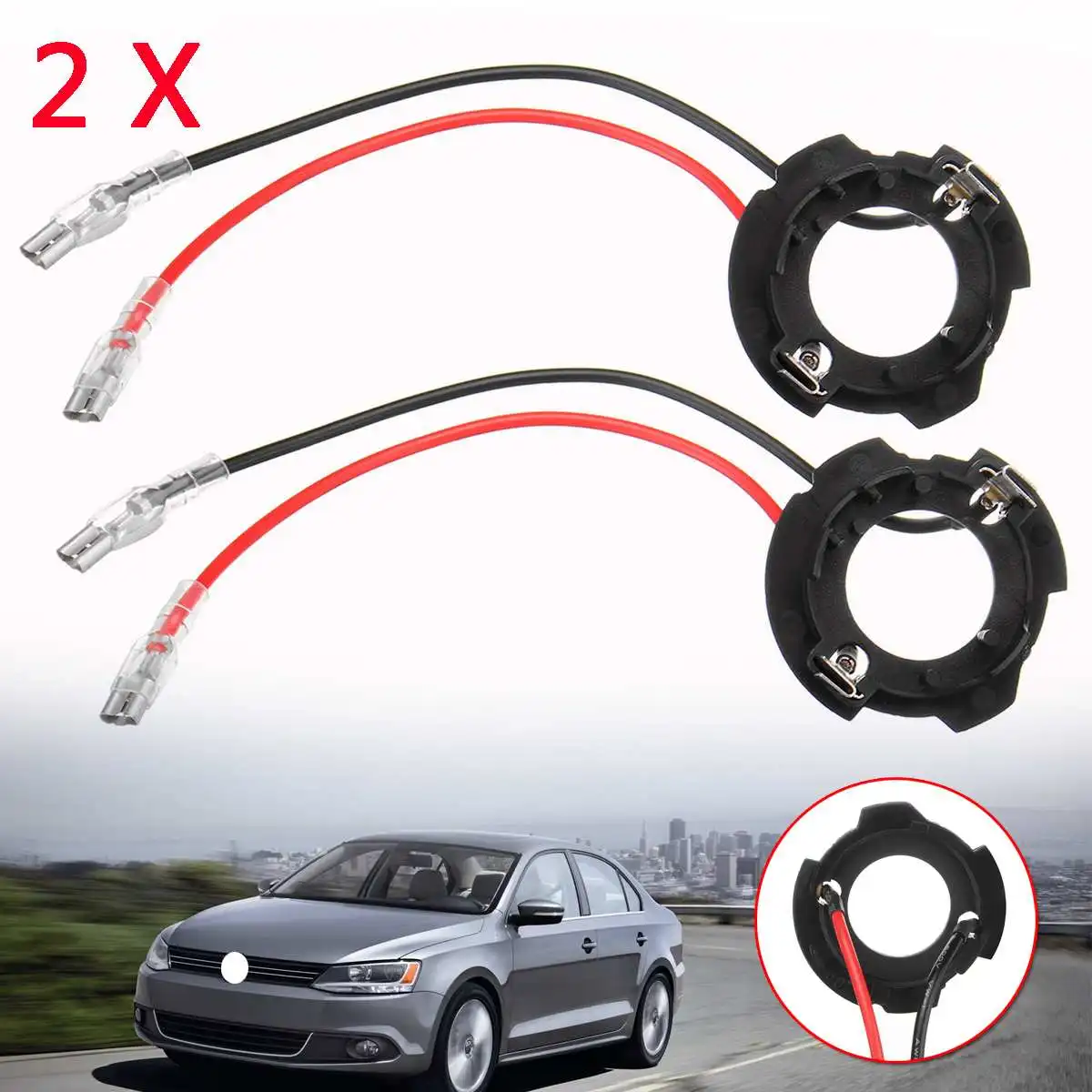 

2x H7 LED Headlight Bulb Base Holder Retainer Headlamp Socket Adapter for Volkswagen for VW Golf 5 MK5 GTI Jetta