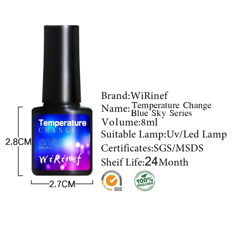 Термо Гель лак WiRinef 8 мл температурная серия синий морской цвет УФ Led хамелеон|Гель