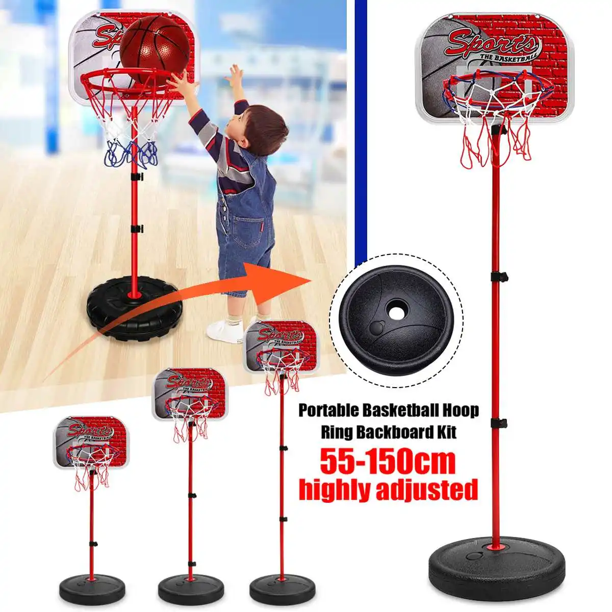 Vbest life Hanging Mini Basketball Board Kids Indoor Basketball Hoop Play Set Basketball Netball Hoop pour Indoor Outdoor Kids Game Toy with Air Pump 