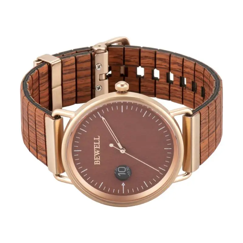 

Natural Wood Men's Watch For BEWELL Fashionable Slim Belt Waterproof Steel Watch Gift For Christmas Energy Saving Ultra-quiet
