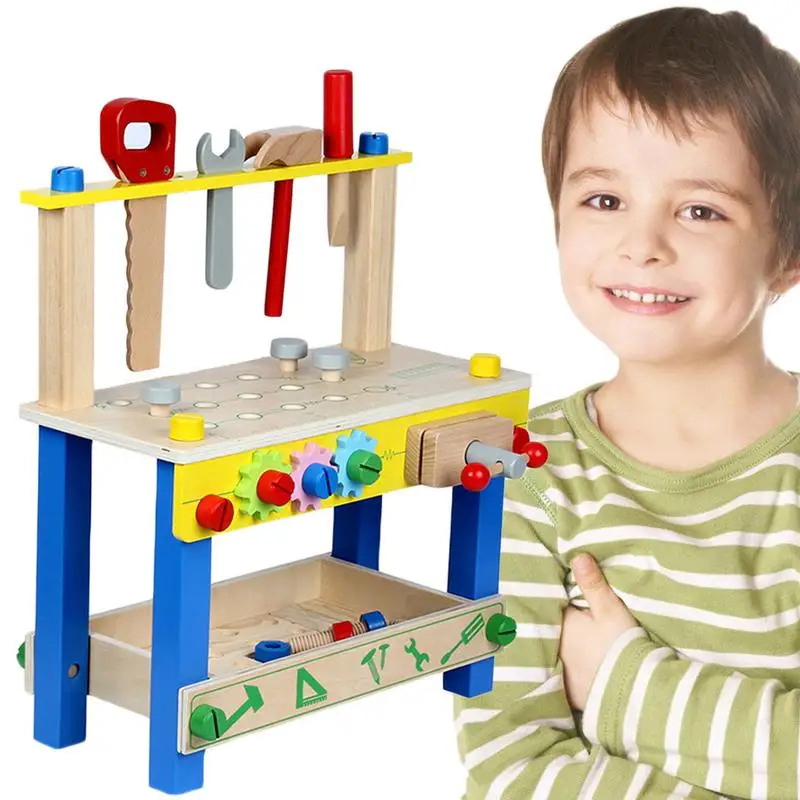 

Solid Wood Project Workbench Play Nut Building Set Colorful Interactive Intelligent DIY Toy Early Education for Boys and Girls