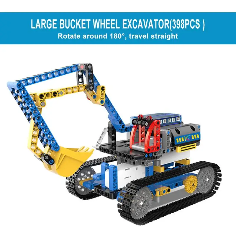 

4 In 1 Building Block DIY Remote Control Engineering Vehicle Excavator Bulldozer Crane