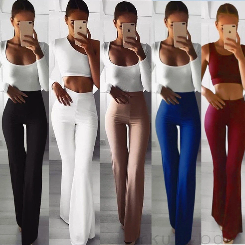 high waist flare trousers