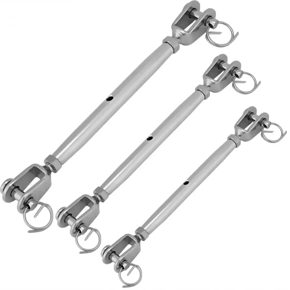 M8 304 Stainless Steel Closed Body Jaw Jaw Turnbuckle Adjust Chain Rigging 