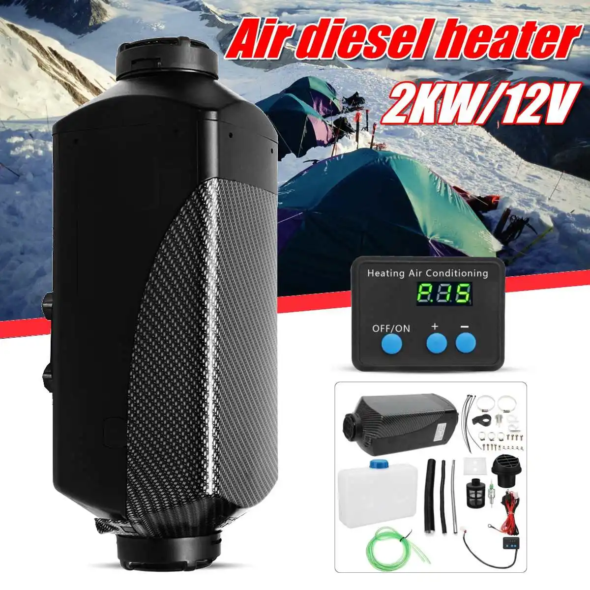 

Audew 12V 2KW Car Heater Diesels Air Parking Heater Digital Switch + 5L Tank&Silencer for Trucks Bus Trailer Motorhome