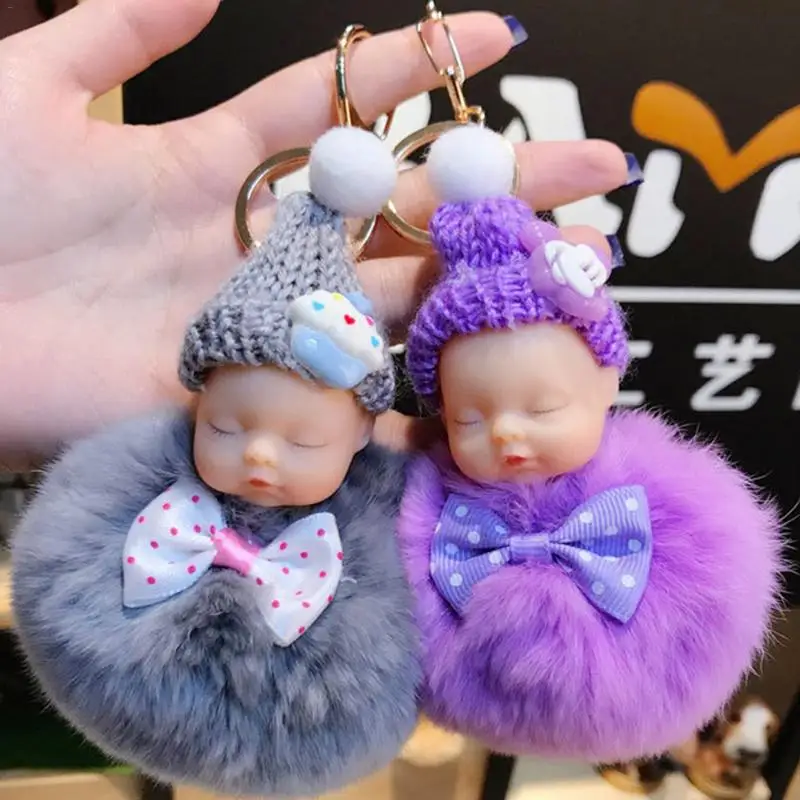 

Cute Sleeping Doll Bow Keychain Hanging Decor