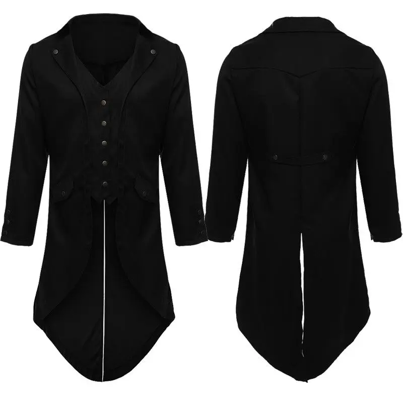 

Adult Man Punk Retro Tuxedo Costume Fashion Long Trench Coat Red Black Purple Costumes men Party Uniform