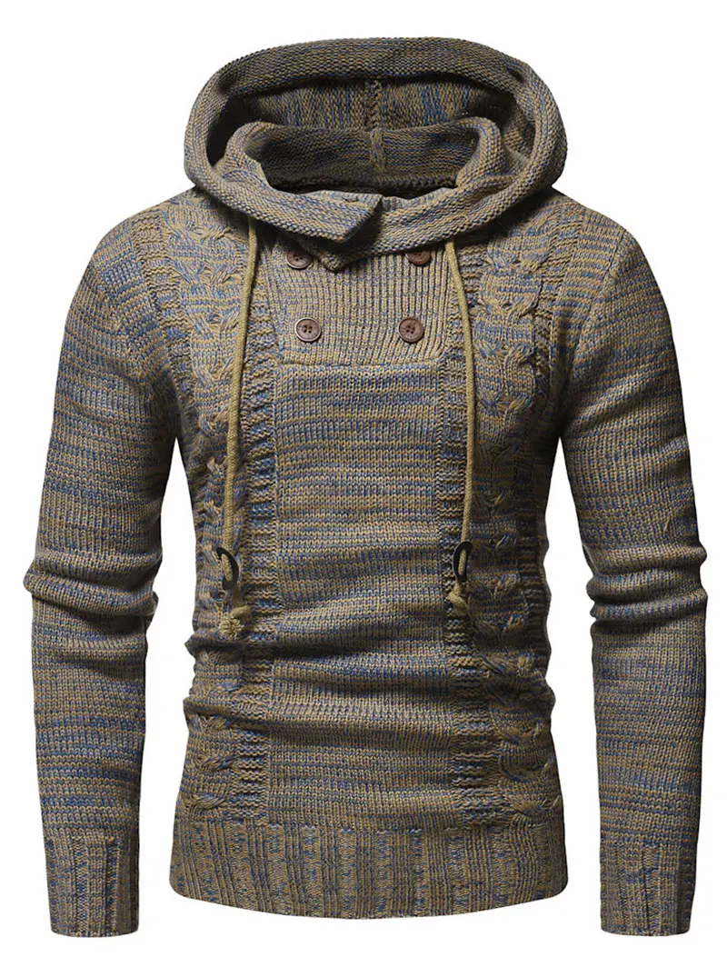 

Hemkis Men Drawstring Half Button Hooded Sweater 2019 New Long Sleeve Pullovers Men'S Casual Fashion Outwear Sweater Tops