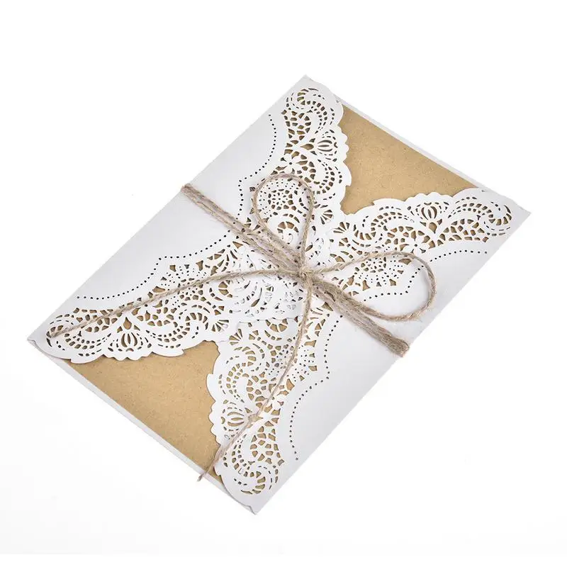  10PCS/set Hollow Laser Cut Wedding Invitations Card Personalized Custom with Envelope & Seals Weddi - 32965293129