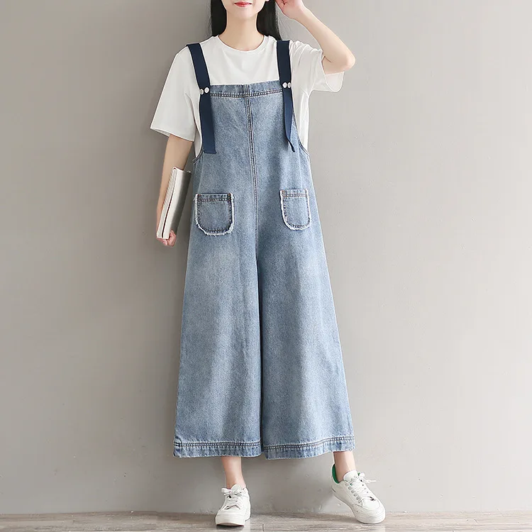 

2018 Suspenders Loose Bib Pants Women's Jeans Plus Size Womens Jeans Denim Boyfriend Jeans for Women Wide Leg Jeans