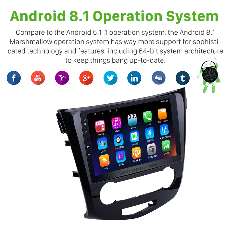 Clearance Seicane 10.1 Inch 2din Android 7.1/8.1  Car Radio GPS Navigation Quad Core Bluetooth Multimerdia Player For 2016 Nissan Qashqai 1