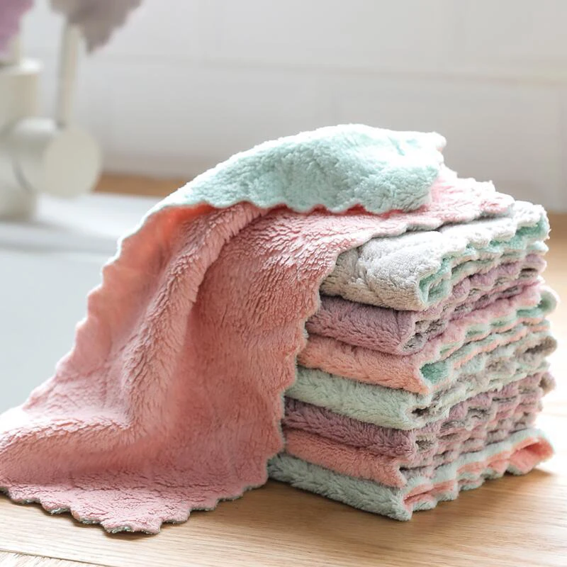 

Double-Layer Microfiber Kitchen Dish Cloth Shed-Free Cleaning Towel Kitchen Accessories Dust Cleaning Tools26