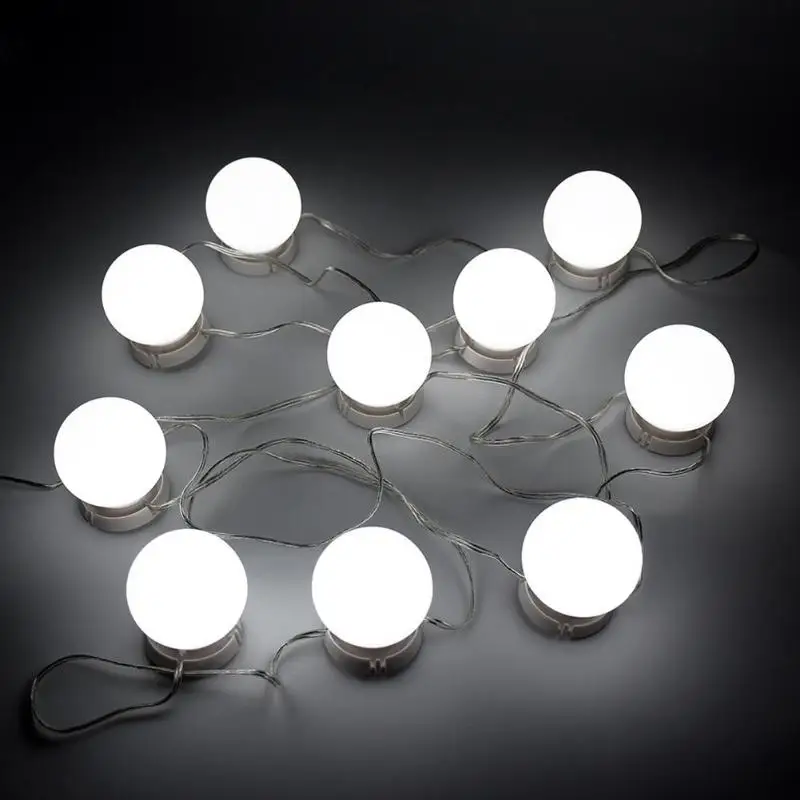

10pcs Makeup Mirror Vanity LED Light Bulbs Kit Adjustable Brightness lights Cosmetic Lighted Make up Mirrors USB Charging