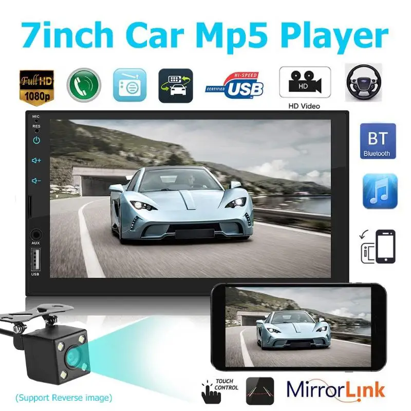 Il Lettore King MP5 da 7 Pollici DIN MP5 Supporta la connessione di Immagine del Sistema Android iOS Radio Stereo Touch Screen Bluetooth