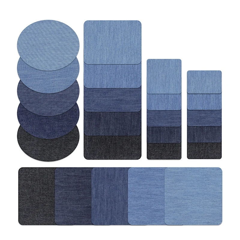 

Iron On Denim Patches For Clothing Jeans Diy Decoration, Work Pants Repair, 25pcs, 5 Colors And 5 Sizes