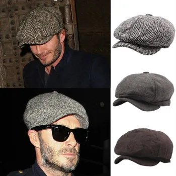 

New fall Winter Men's Genuine Fur Ivy Hat Cap Headgear Beanie Beret Cabbie cap