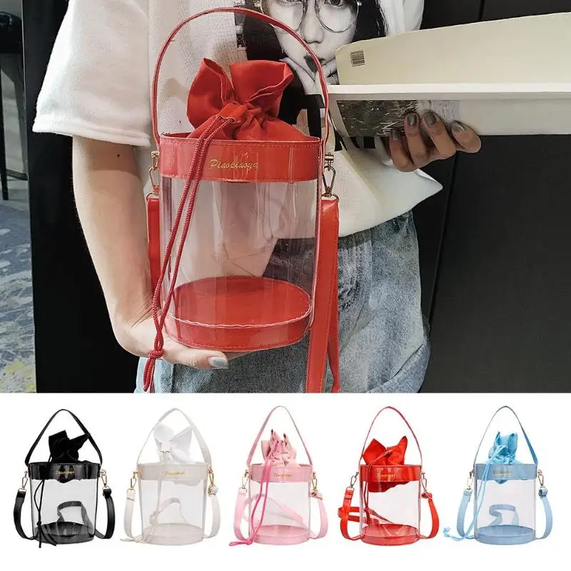 

New Women Summer Beach Bag Clear PVC Transparent Bags Shoulder Waterproof Small Crossbody Messenger Bags Handbags
