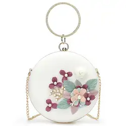 Круглая сумка для банкета вечерние замком на застежке женская сумка ежедневные клатчи женская свадебная ручная сумка кошелек с 3D цветком