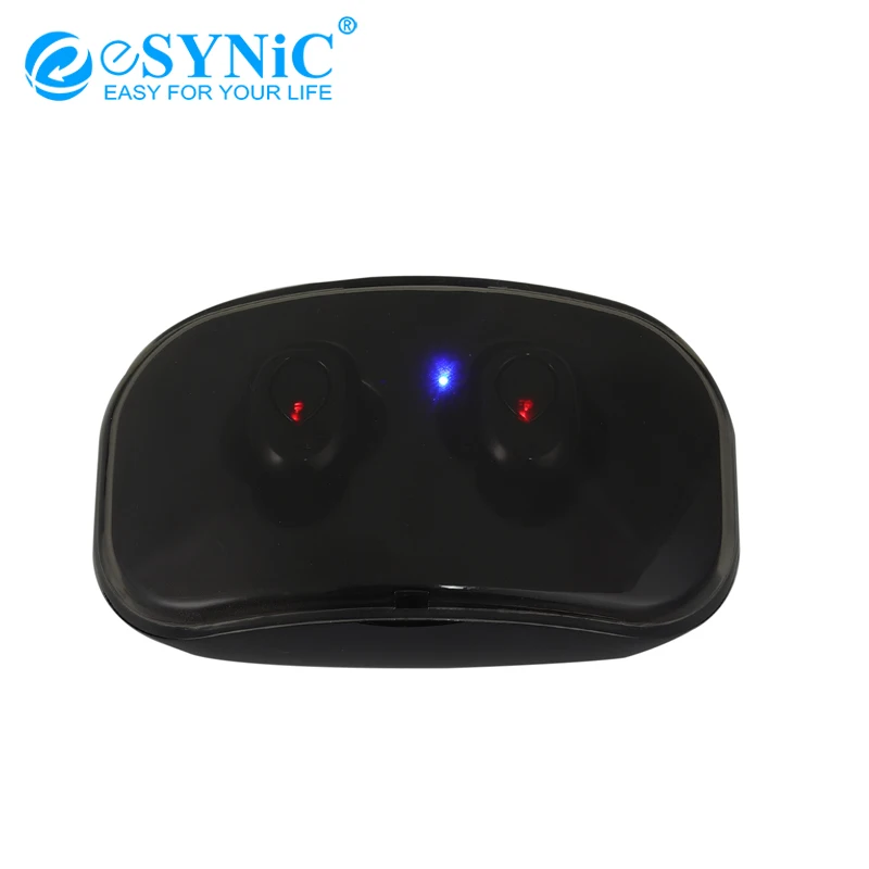 

eSYNiC New TWS Twins In-Ear Earphone With Charging Box Stereo True Wireless Earbuds Bluetooth V4.2+EDR Mini Black Headset