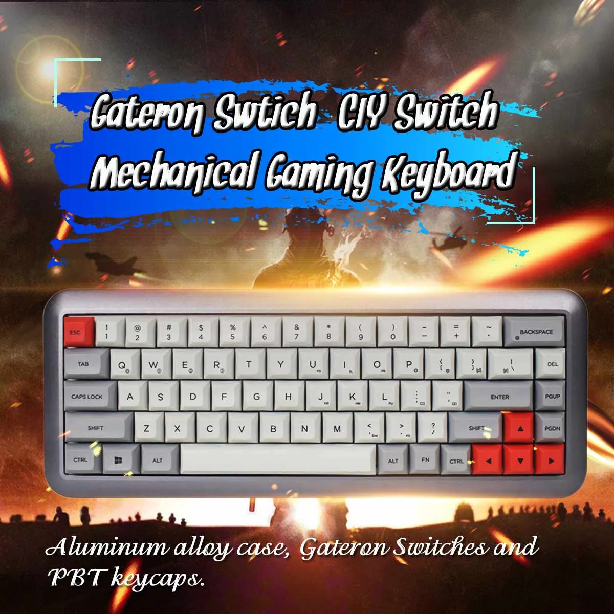 

S SKYEE 68 Key Gateron Switch Dye-sub PBT Keycaps Hot-swappable Mechanical Gaming Keyboard RGB Backlight
