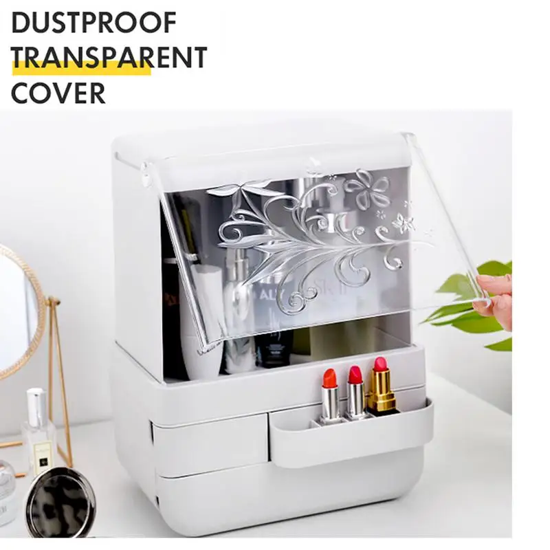 

Cosmetics Storage Box Drawer Transparent Flip Cover Waterproof ABS Lipstick Finishing Box Dressing Table Storage Container