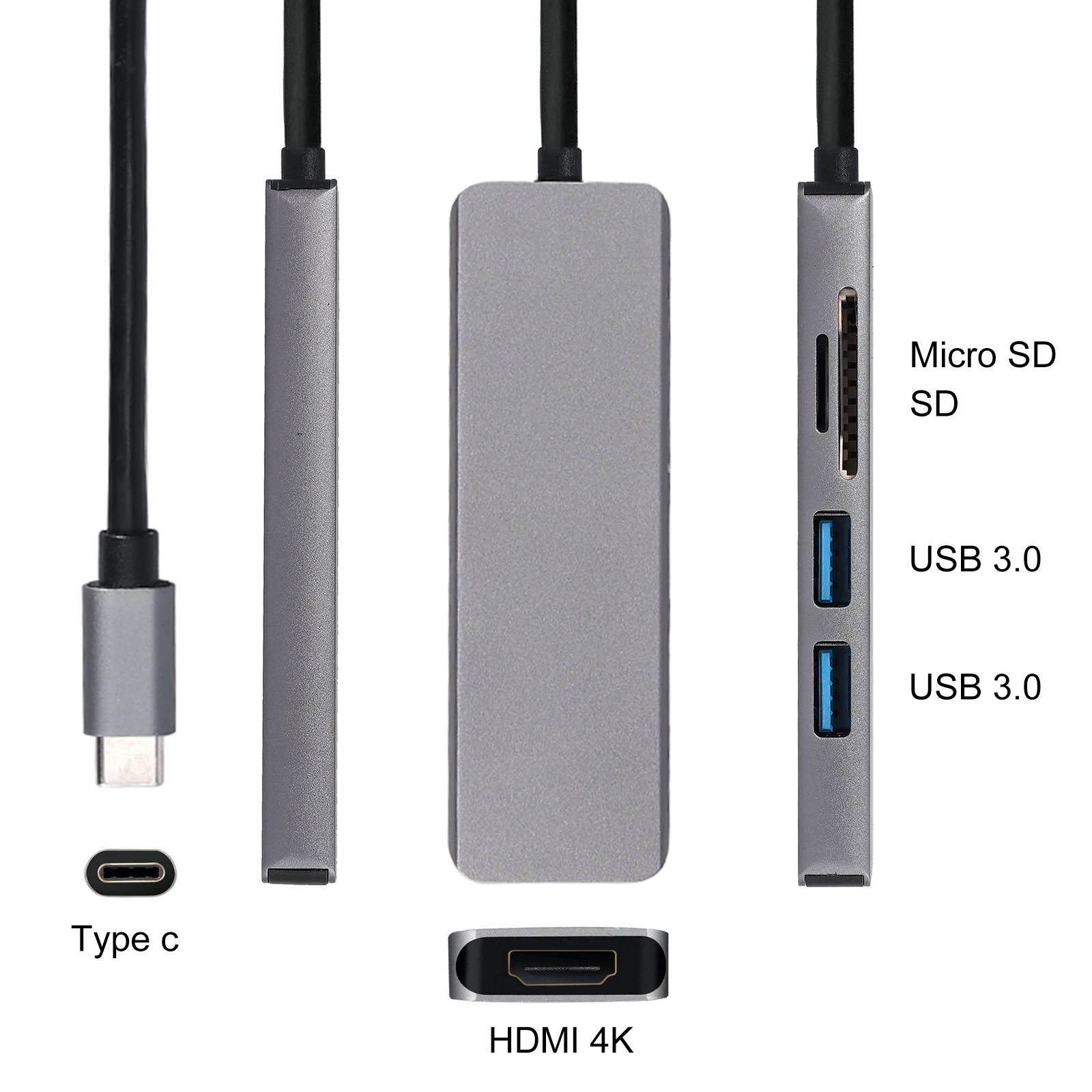 LiNKFOR 5 в 1 USB-C концентратор тип-c мульти порты USB 3,0 порты SD TF кардридер адаптер 4 к HDMI USB C type-C адаптер концентратор расширитель