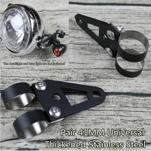 2 Pcs Moto Cafe Racer Forcella Faro Staffa di Montaggio A Supporto di Nero Opaco In Acciaio