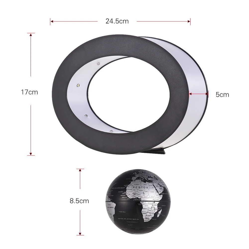 3 дюйма магнитной левитации Плавающий глобус Карта мира с светодиодный Белый свет овальной формы база для украшения стола Детский подарок