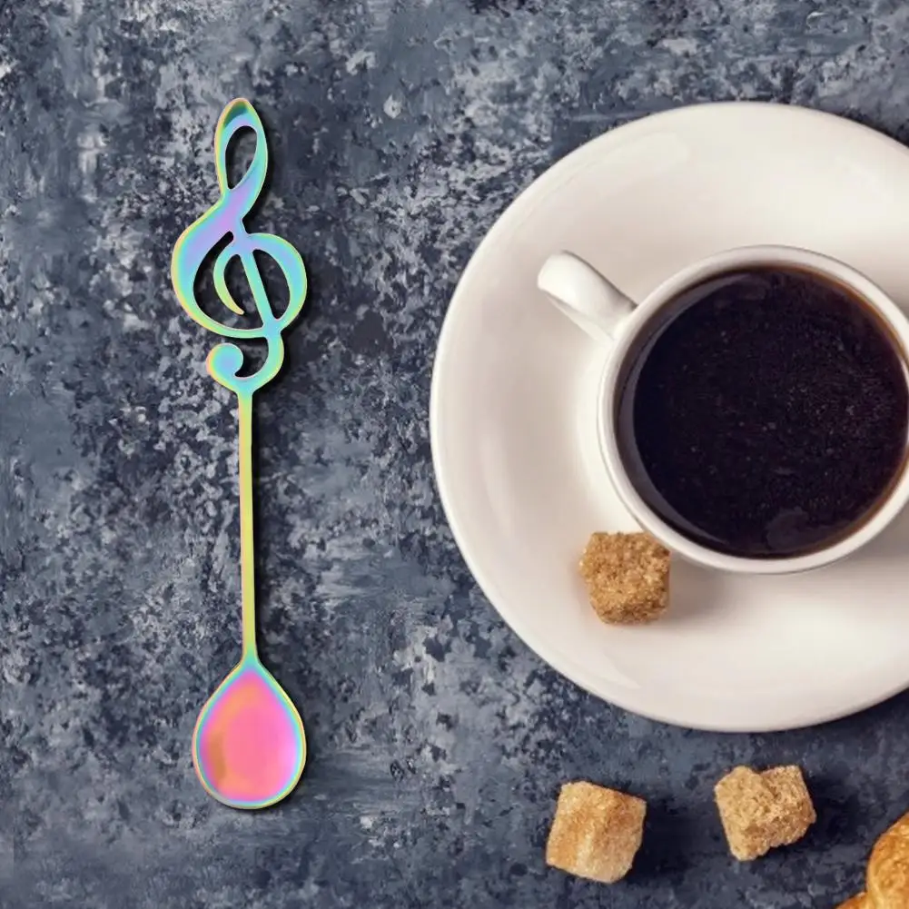 Нержавеющая Сталь Десертная Ложка музыкальная нота кофе питьевой ложки для помешивания