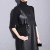 EAM – robe courte ample en cuir Pu noir, sans bretelles, sans manches, va avec tout, à la mode, nouvelle collection printemps été 2022, JO287 ► Photo 2/6