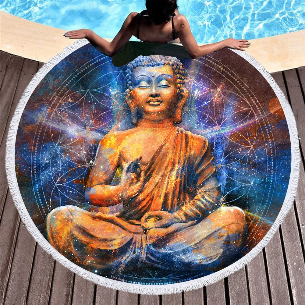 

God Large Beach Towels Microfiber Towel Lotus Floral Towel Bath Yoga Mat Blanket Summer 150cm Bath Toalla Terry Serviette Plage