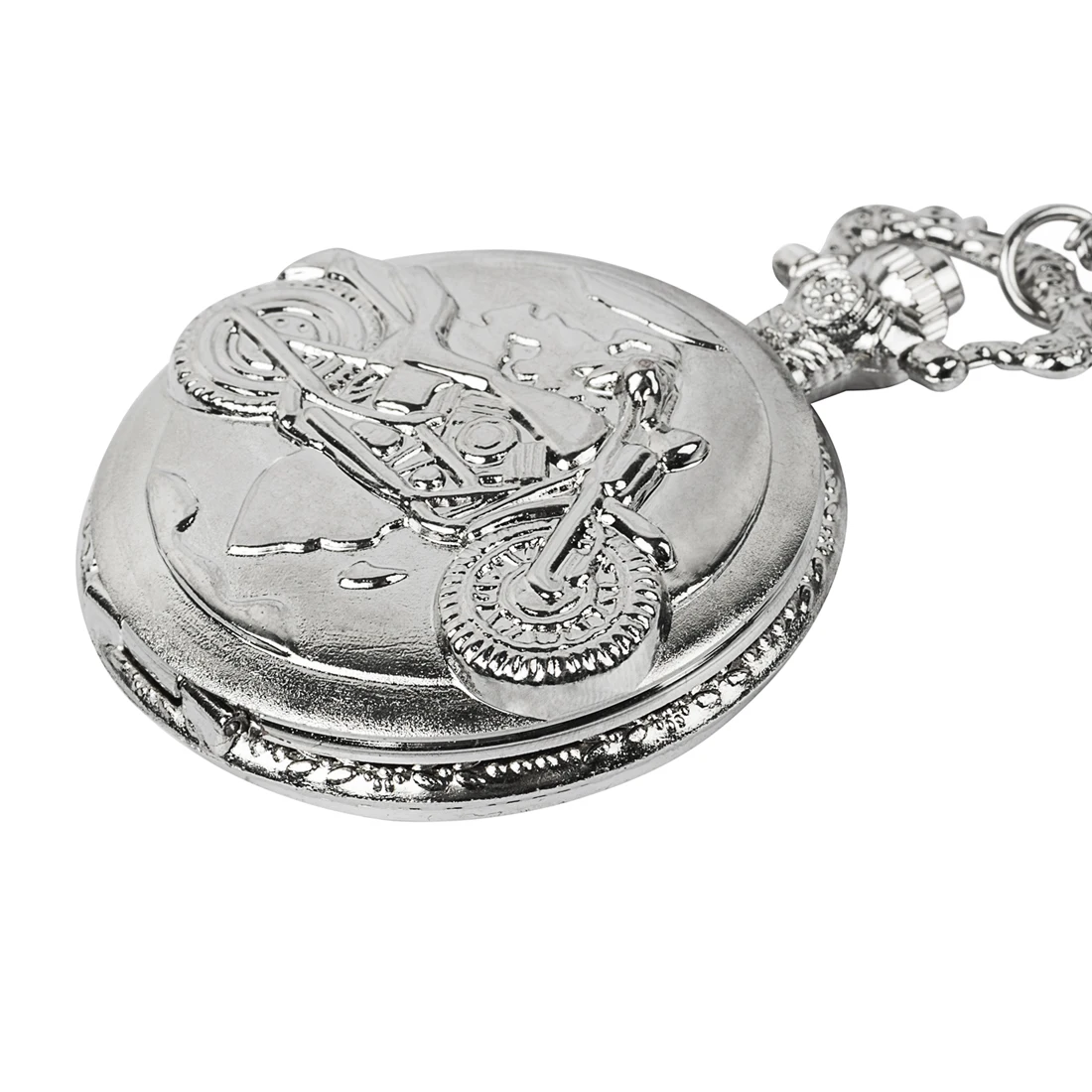 Intended Use Retro Silver Motorcycle Motorbike Pocket Watch Pendant Necklace Men Women Chain Clock Gifts 2