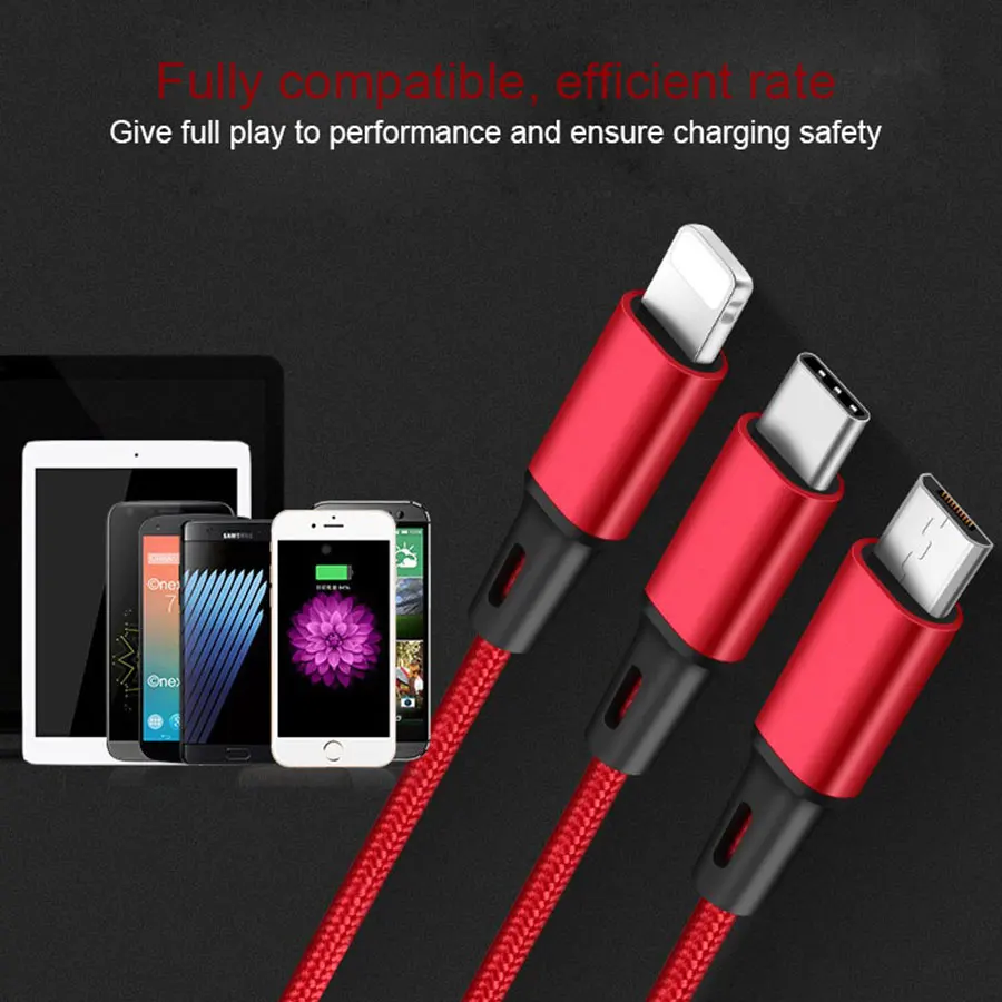 Кабель USB 3 в 1 кабель Micro Type C для Samsung S9 S8 быстрой зарядки 2 А шнур зарядного