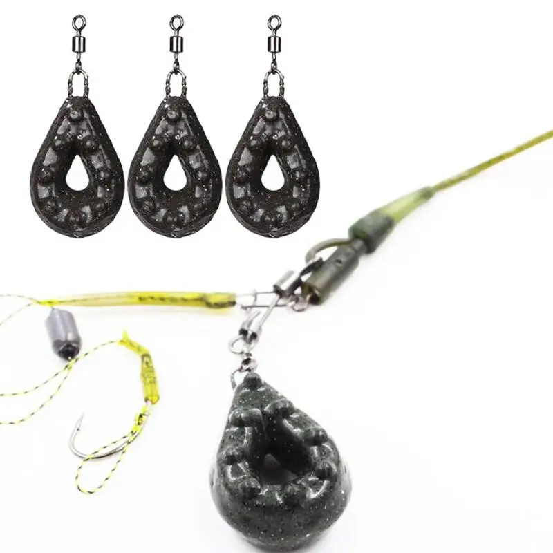 

3pcs/set Waterdrop Shape Lead Weights with Rolling Swivels Sea Fishing Sinker Tackle 40/50/60g Carp Fish Tackle Pesca Tool