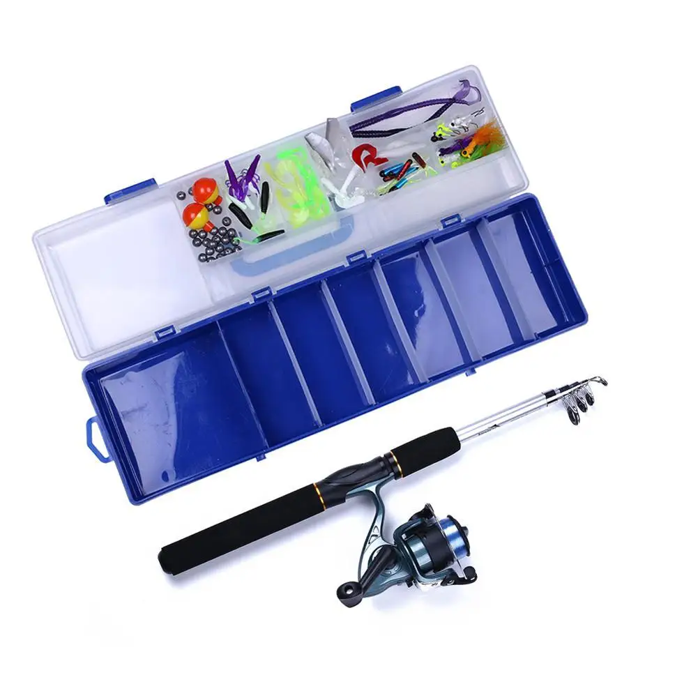 

Mounchain 150pcs/set Mini Spinning 1.6m Fishing Rod fish wheel Reel Telescopic Fishing Pole Reel Set with fish box